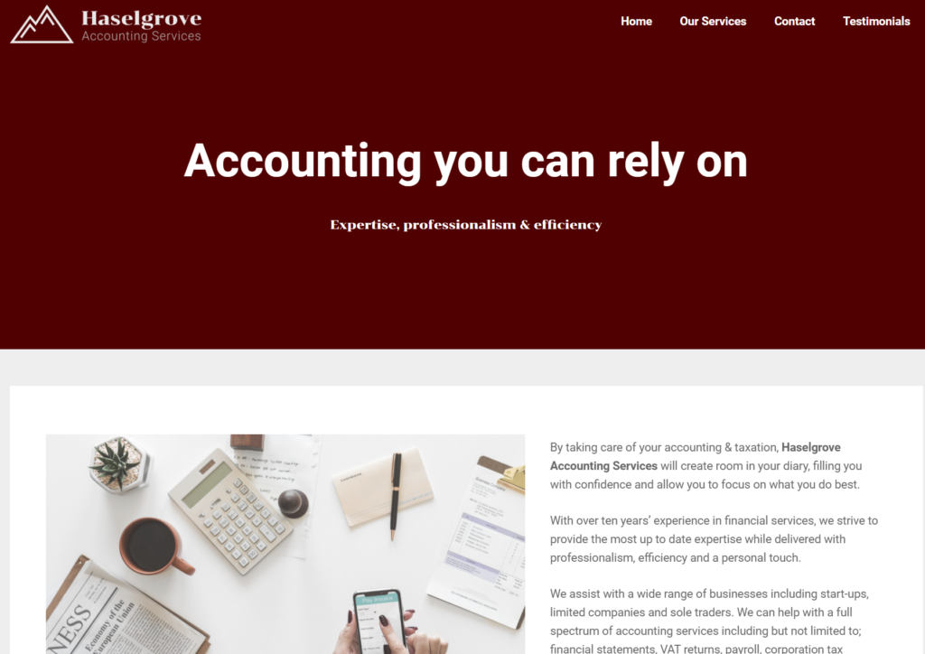 Haselgrove Accountancy Website Design Screenshot