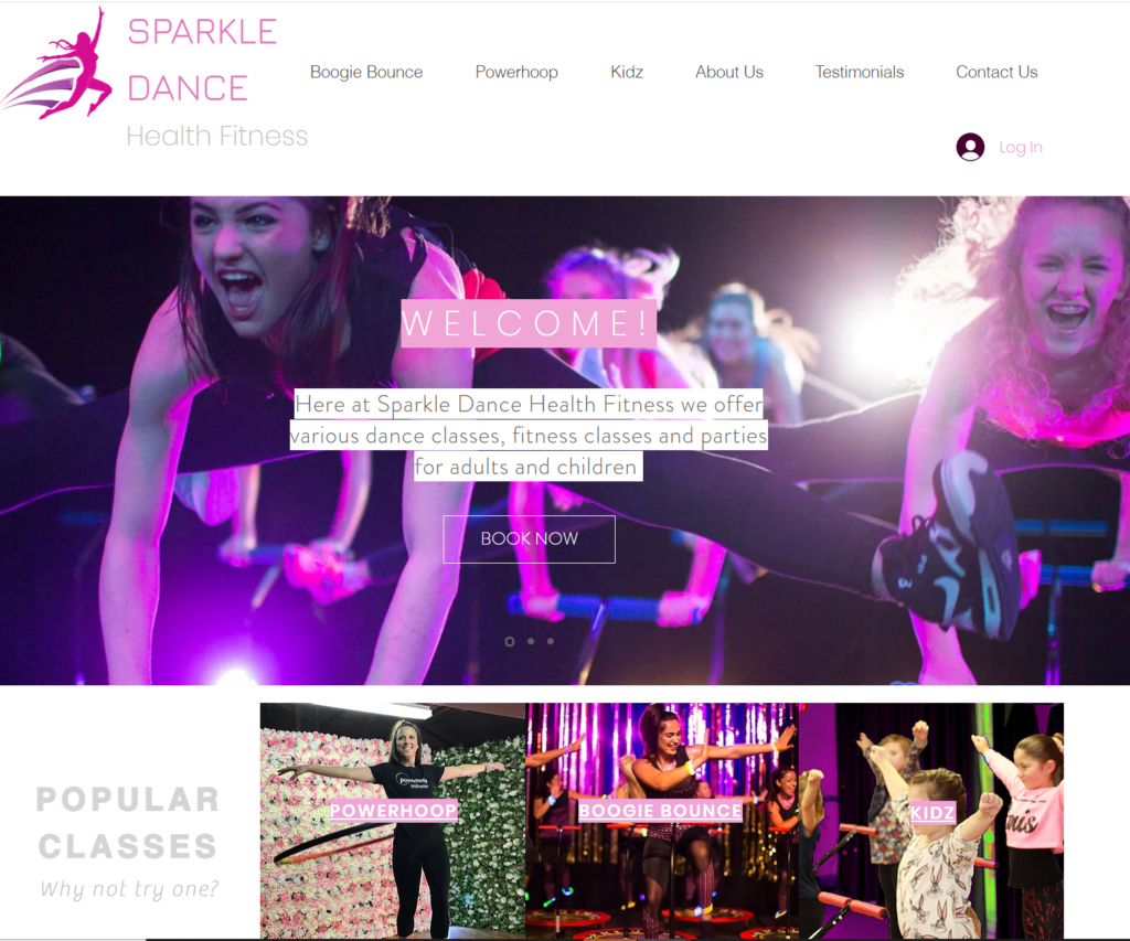 Sparkle Dance Health Fitness Website Design Screenshot